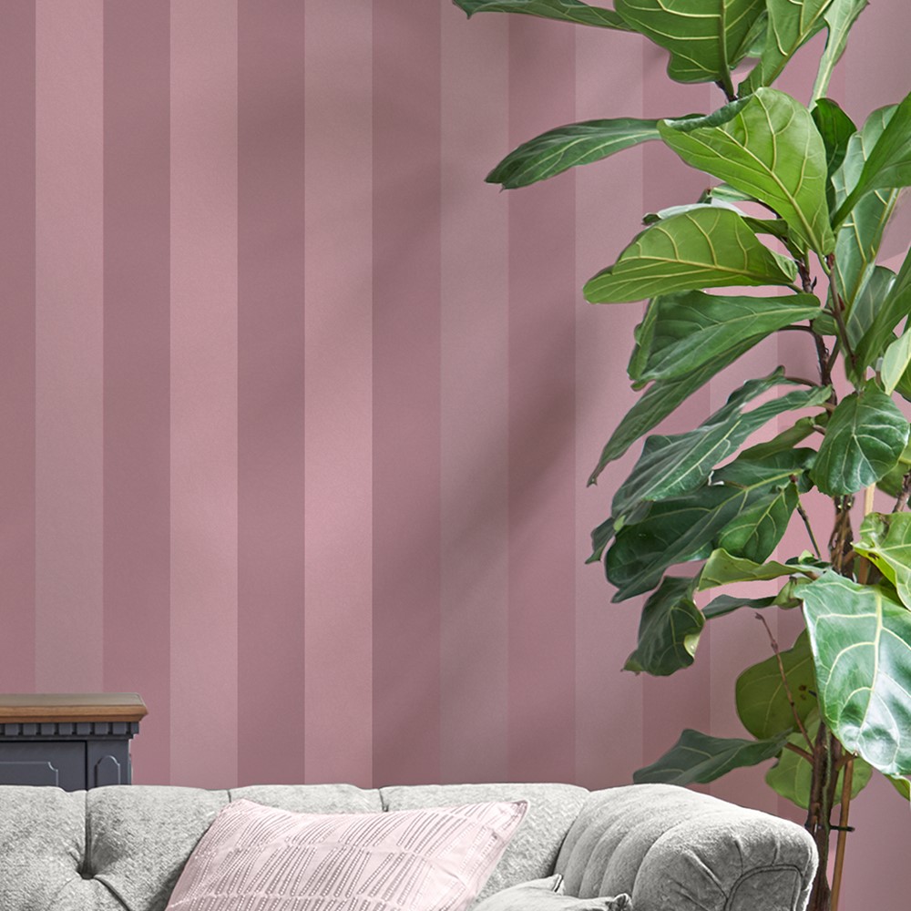 Lille Pearlescent Stripe Wallpaper 118477 by Laura Ashley in Mulberry Purple